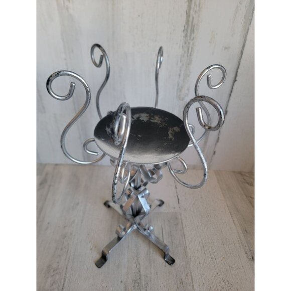 Metal silver swirl candle holder Halloween home decor figure - Picture 6 of 11